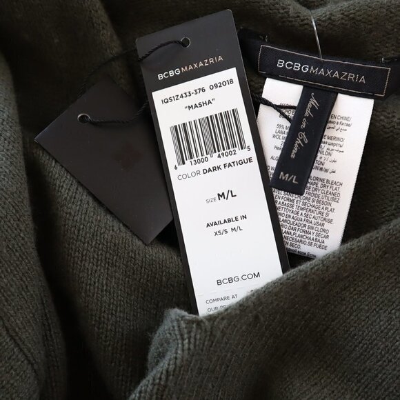 BCBGMaxazria Olive Green Masha Kimono Style Sweater Dark Fatigue Knit New M / L - Picture 4 of 4